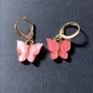 Bright Pink Butterfly Earrings